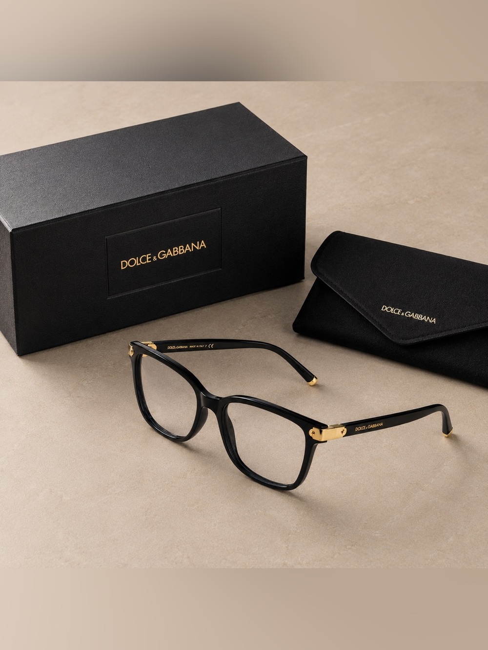 Dolce & Gabbana Black Glasses with Gold Accents